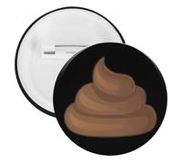 Poop Shit Unisex Novelty Brooches & Pins Round Tinplate Lapel Badge for Clothing Shawl Hat