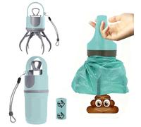 Pooper Scooper, Portable No Touch Poop Scooper For Small, Medium And Large Dogs, Dog Waste Picker With 15 Pieces Bag Attachment And Leak-proof Waste Container, Six-claw Portable Design