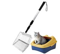 Pooper Soloper Long Hushing - Heavy Duty Detachable Sieving Scata with Adjustable Handle | Fine Mesh Pooper for Large Lumps, Multi-Cat Houses and Chickens, Easily Clean and Build