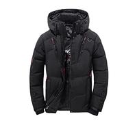 POOPFIY Winter Warm Men Jacket Coat White Duck Down Parka Thick Puffer Stand Thick Hat Overcoat Down Jacket Men,Black,XXL