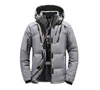 POOPFIY Winter Warm Men Jacket Coat White Duck Down Parka Thick Puffer Stand Thick Hat Overcoat Down Jacket Men,Gray,XL