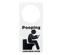 Pooping Come Back Later Door Handle Sign, Vacant Occupied Bathroom Sign, Fun Door Handle Hanger, Wooden Bathroom Door Hanger, For Toilet, Home, Store