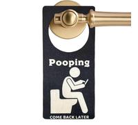 Pooping Come Back Later Door Handle Sign, Vacant Occupied Bathroom Sign, Fun Door Handle Hanger, Wooden Bathroom Door Hanger, For Toilet, Home, Store