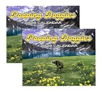 Pooping Doggies 2026 Wall Calendar - Funny Dog Poop Gag Gift,Funny Dog Pooping in Beautiful Place Calendar,Cute & Silly Dogs Poop Wall Art Calendars for Office, Home, Bathroom Decor (2PCs)
