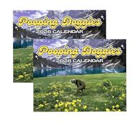 Pooping Doggies 2026 Wall Calendar, Hilarious Dog Pooping in Beautiful Places Calendar, Funny Dog Poop Calendars, Perfect Gag Gift & White Elephant Gift for Coworkers, Family & Friends (2pcs)