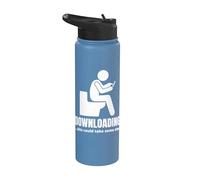 Pooping Present, Downloading This Could Take Some Time Funny Stainless Steel Insulated Water Bottle