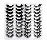 Pooplunch False Eyelashes 20 Pairs Fluffy Volume Cat Eye Lash Extensions 18MM Dramatic Wispy Long Crossed Faux Mink Fake Eyelash Full Strips Lashes Wholesale Bulk Pack