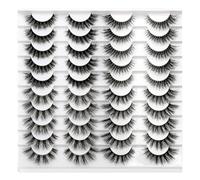 Pooplunch False Eyelashes 20 Pairs Natural Cat Eye Lashes Clear Band Extension Fluffy Volume 15MM Wispy Faux Mink Fake Eyelash Clear Band Strip Lashes Wholesale Bulk Pack
