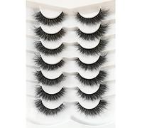 Pooplunch False Eyelashes Cat Eye Wispy Fairy Lashes Fluffy Natural Short Faux Mink Fake Eyelashes 7 Pairs Pack