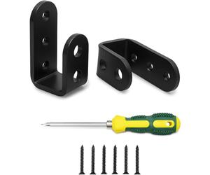 Poopski 2x4 Door Barricade Brackets - 2-Pack Carbon Steel Metal U Bracket - Complete with Screwdriver