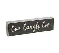 Poor Boy 5.5" x 1.5" Live-Laugh-Love Wood Block Sign (Black)