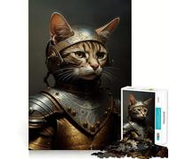 Poor Knight Cat 1000 Piece Jigsaw Puzzles for Teenagers Jigsaw Logic Train Toy Stress Relief Smooth Cut Memorable Gift (38x26cm)