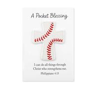 poosenniol Pocket Blessing Baseball Cross Handmade Leather Pocket Cross Christian Religious, Baptism, Easter Gifts Sports Keepsake for Players and Coaches (1pc)