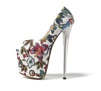 POOSR 19CM High Heels, Fish Mouth Thick Bottom Open Toe Sandals, Party Nightclub Wedding Dance Shoes, Cosplay Shoes,Red,48