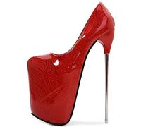 POOSR 22CM High Heels, Party Wedding Nightclub Stripper Shoes, Platform Sexy Pole Dancing Shoes, Summer Sandals,Red,44