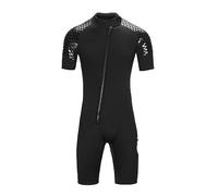 POOSR 3MM Men's Wetsuit Neoprene Short Wetsuit Coverall Wetsuit With Front Zip Suitable For Snorkelling Surfing Swimming,Black,L