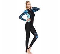 POOSR Women One-Piece Wetsuit Long-Sleeved Surfing Uv Protection Prevent Jellyfish Diving Suit,Blue,XXL