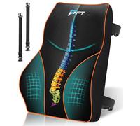 POOTACK Lumbar Support Cushion - Ergonomic Memory Foam Back Pillow for Body Relief, Lumbar Support for Office Chair, Car Seat, Gaming Chair & Recliner - Includes Adjustable Straps