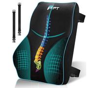 POOTACK Lumbar Support Cushion, Memory Foam Back Support Cushion Lumbar Support for Office Chair, Car Seat, Recliner, with Extension Strap and Carry Bag Black