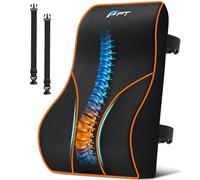 POOTACK Lumbar Support Cushion, Memory Foam Back Support Cushion Lumbar Support for Office Chair, Car Seat, Recliner, with Extension Strap and Mesh Cover