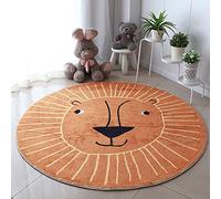 Poowe Cute Lion ABC Kids Play Mat Baby Nursery Rug Round Educational Alphabet Soft Area Rugs Non Slip for Children Toddlers Bedroom (Round 31.5", Orange Lion)