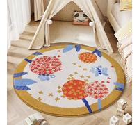 Poowe Round Butterfly Kids Area Rug Soft Fluffy Kids Construction Rugs for Playroom Nonslip Digger Nursery Rug for Boys Room,Round 47.2"