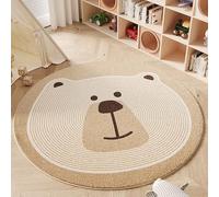Poowe Round Kids Play Mat Baby Nursery Rug Round Educational Alphabet Soft Area Rug Non Slip for Children Toddlers Bedroom (Round 47.2", Brown Bear)
