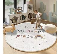 Poowe Round Rainbow Kids Area Rug Soft Fluffy Kids Construction Rugs for Playroom Nonslip Digger Nursery Rug for Boys Room,Round 47.2"