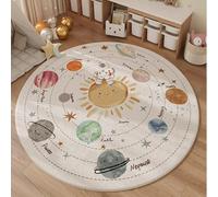 Poowe Solar System Kids Area Rug Educational Learning Carpet Fun Rug Children Area Rug for Playroom & Nursery (47.2" Round)