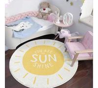 Poowe Sunshine Soft Plush Round Rug for Kids Room - 3.3 ft Alphabet Non Slip Nursery Bedroom Playroom Washable Classroom ABC Circle Rug for Kids Baby Toddlers