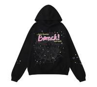 Pooyikoi Hip Hop Spider Hoodies Set Y2k Hoodie Tracksuit Pullover Sweatshirt for Women Men Matching Hoodies for Couples, Black Top, Small