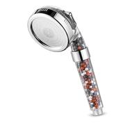 poozaha 3-Mode Anion Shower Head Handheld, Silver High Pressure Water Saving Filtered Showerhead, Clear PC Body with Stainless Steel Panel, Universal Bathroom Spray