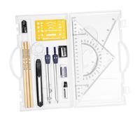 poozaha Professional Technical Drawing Set 19PCS - Architecture Drafting Compass Divider Kit - Engineering Student Geometry Tools with Pencil Refills - Clear Case Bundle