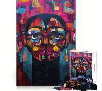 Pop Art Abstract Face Kaleidoscope Portrait 1000 Piece Jigsaws for Adults Puzzle Strengthen Memory Warm Time Clean Edge (50x75cm)
