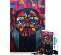 Pop Art Abstract Face Kaleidoscope Portrait 1000 Piece Jigsaws for Adults Puzzle Strengthen Memory Warm Time Clean Edge (50x75cm)