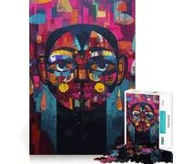 Pop Art Abstract Face Kaleidoscope Portrait Jigsaw Puzzles for Adults1000 Pieces Clear Logic Toy Leisure Time Perfect Cut Creative Gift (38x52cm)