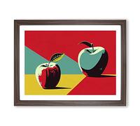 Pop Art Apple Fruit Vol.1 Abstract Framed Print | A3 Walnut Framed Wall Art | Ready to Hang | Pop Art Food Picture | Living Room Bedroom Lounge Office