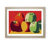 Pop Art Apple Fruit Vol.2 Abstract Framed Print | A2 Oak Framed Wall Art | Ready to Hang | Pop Art Food Picture | Living Room Bedroom Lounge Office