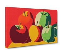 Pop Art Apple Fruit Vol.2 Canvas Print | Gallery Wrapped 30mm Frame Wall Decor | 30x20 inches | Ready to Hang | Pop Art Still Life Picture | Living Room Bedroom Lounge Office