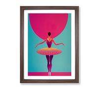 Pop Art Ballerina No.1 Framed Print for Living Room Bedroom Home Office Décor, Wall Art Picture Ready to Hang, Walnut A3 Frame (34 x 46 cm)