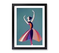 Pop Art Ballerina No.5 Framed Print | A2 Black Framed Wall Art | Ready to Hang | Pop Art Nature Picture | Living Room Bedroom Lounge Office