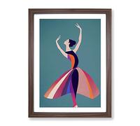 Pop Art Ballerina No.5 Framed Print | A4 Walnut Framed Wall Art | Ready to Hang | Pop Art Nature Picture | Living Room Bedroom Lounge Office