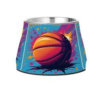 Pop Art Basketball-2 Dog Raised Bowl, 540 ML Feeding Food Pet Bowl Stainless Steel Non-slip High Capacity Cat Bowl