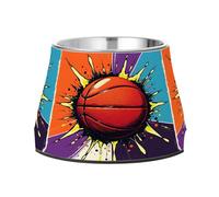 Pop Art Basketball Dog Raised Bowl, 540 ML Feeding Food Pet Bowl Stainless Steel Non-slip High Capacity Cat Bowl