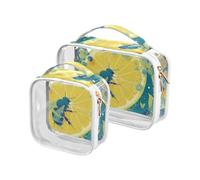 Pop Art Bee Lime Green Travel Toiletry Bag TSA Approved Transparent Small Makeup Bag Shaving Essentials