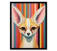 Pop Art Chihuahua Giant Ears Stripes Bold Vibrant Artwork Art Print Framed Poster Wall Decor Artery8 Black A4