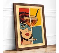 Pop Art Cigarette Girl Retro Framed Wall Art Print A2 Walnut | Ready to Hang, Premium Gi Paper, Fade-Resistant Inks, Securely Packaged, UK Made