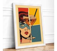 Pop Art Cigarette Girl Retro Framed Wall Art Print A2 White | Ready to Hang, Premium Gi Paper, Fade-Resistant Inks, Securely Packaged, UK Made