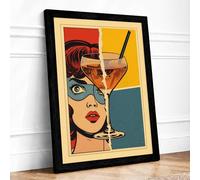 Pop Art Cigarette Girl Retro Framed Wall Art Print A3 Black | Ready to Hang, Premium Gi Paper, Fade-Resistant Inks, Securely Packaged, UK Made