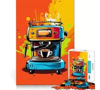 Pop Art Coffee Machine 1000 Piece Jigsaw Puzzles for Teenagers Memory Boost Home Leisure Image Assembly Lovely Gift (38x52cm)